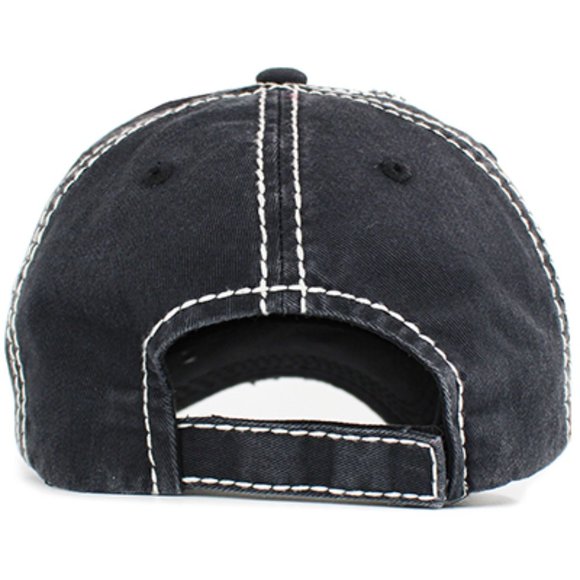 1268-Distressed Washed Ball Cap - Washed Black - Picture 4 of 6